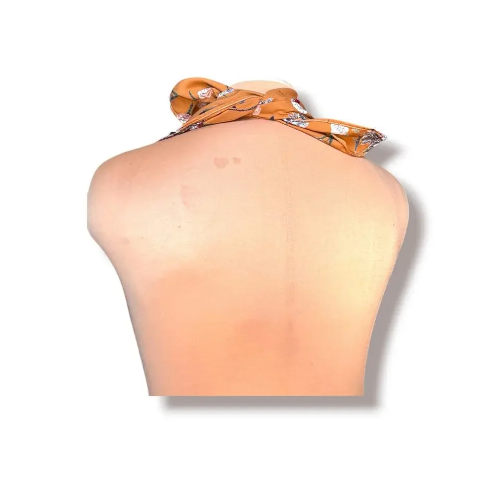 Rust‎ Floral Bandana Scarf Cottagecore Boho Square Neck Scarf Wrap Lightweight